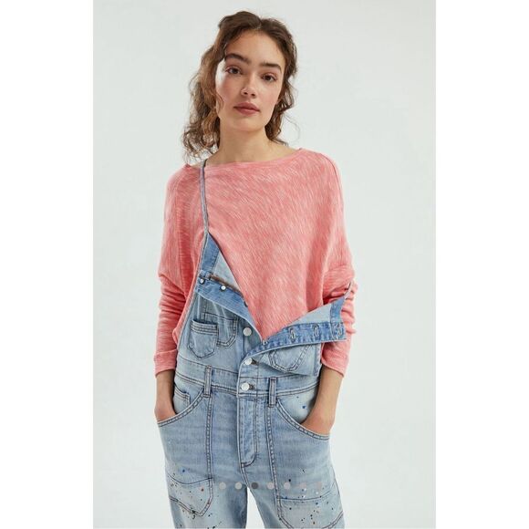 Anthropologie Damiana Pullover Slouchy Pink Marled Asymmetrical Pullover M - Picture 1 of 11